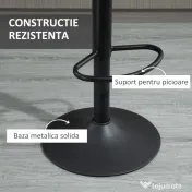 HOMCOM Set de 2 scaune de bar in stil industrial cu spatar din microfibra, suport pentru picioare si inaltime reglabila gri 