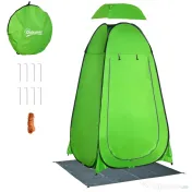 Cort de Dus Outsunny pentru Exterior cu Usa cu Fermoar, Geanta pentru Transport, 126x124x189cm, Verde | Aosom Romania 