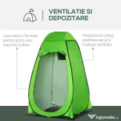 Cort de Dus Outsunny pentru Exterior cu Usa cu Fermoar, Geanta pentru Transport, 126x124x189cm, Verde | Aosom Romania 