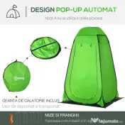 Cort de Dus Outsunny pentru Exterior cu Usa cu Fermoar, Geanta pentru Transport, 126x124x189cm, Verde | Aosom Romania 
