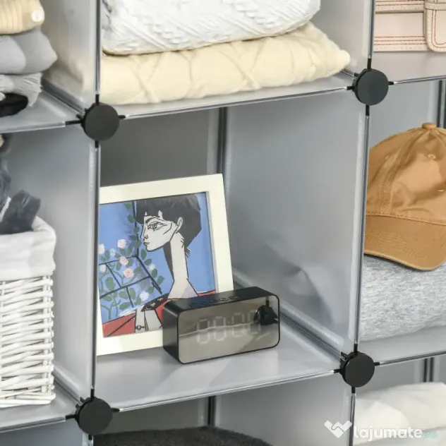 HOMCOM Mobilier Modular pentru Încălțăminte, 16 Cuburi Transparente din Plastic PP și Oțel, 30x30x30cm, Design Versatil | Aosom Romania