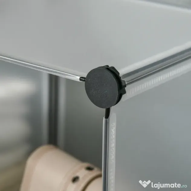 HOMCOM Mobilier Modular pentru Încălțăminte, 16 Cuburi Transparente din Plastic PP și Oțel, 30x30x30cm, Design Versatil | Aosom Romania