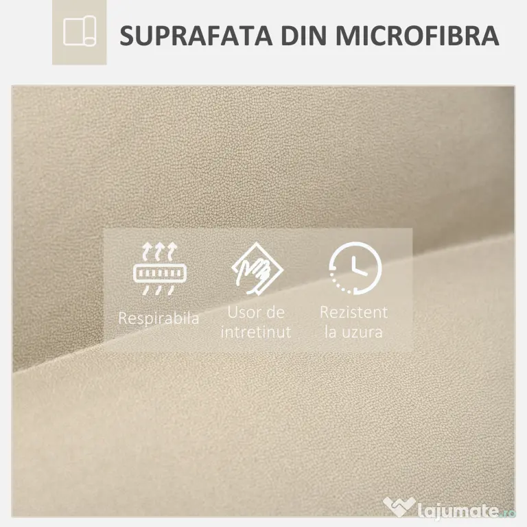 Fotoliu Relax din material capitonat cu pivotare la 360°, fotoliu rabatabil pe 3 nivele cu cadru din otel 62x62x95cm, bej HOMCOM | Aosom Romania