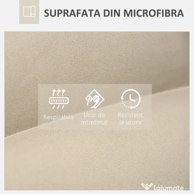 Fotoliu Relax din material capitonat cu pivotare la 360°, fotoliu rabatabil pe 3 nivele cu cadru din otel 62x62x95cm, bej HOMCOM | Aosom Romania