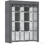 HOMCOM Dulap din Material Textil cu Bază Înălțată, 8 Rafturi și 2 Bare, 125x43x162.5 cm, Gri Închis
