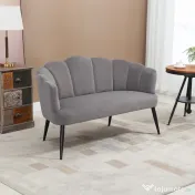 HOMCOM Canapea 132 cm – Catifea Gri pentru Dormitor sau Spatii Mici