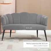 HOMCOM Canapea 132 cm – Catifea Gri pentru Dormitor sau Spatii Mici
