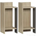 Homcom Set 2 Noptiere Moderne – Gri cu Polita Deschisa