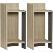 Homcom Set 2 Noptiere Moderne – Gri cu Polita Deschisa 