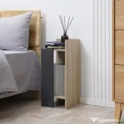 Homcom Set 2 Noptiere Moderne – Gri cu Polita Deschisa 