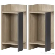 Homcom Set 2 Noptiere Moderne – Gri cu Polita Deschisa 