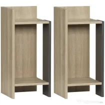 HOMCOM Set de 2 Noptiere Moderne cu Poliță Deschisă, Măsuță de Cafea, Spațiu de Depozitare, Gri, 27x25x60cm | Aosom Romania