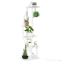 Outsunny Suport pentru plante cu 5 niveluri Scara in forma de jumatate de luna Suport pentru ghivece Raft pentru interior, exterior, camera de zi, studiu, balcon si dormitor
