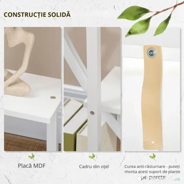 Outsunny Suport pentru plante cu 5 niveluri Scara in forma de jumatate de luna Suport pentru ghivece Raft pentru interior, exterior, camera de zi, studiu, balcon si dormitor