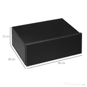 HOMCOM Set 2 Noptiere Suspendate Moderne din Lemn pentru Dormitor, 40x30x15cm, Negru 