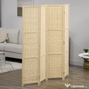 HOMCOM Separator de Cameră din Lemn și Bambus, Paravan Pliabil, Design Modern pentru Acasă și Birou | Aosom Romania