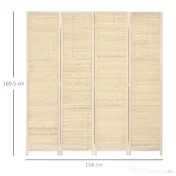 HOMCOM Separator de Cameră din Lemn și Bambus, Paravan Pliabil, Design Modern pentru Acasă și Birou | Aosom Romania