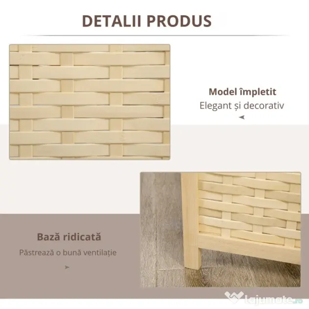 HOMCOM Separator de Cameră din Lemn și Bambus, Paravan Pliabil, Design Modern pentru Acasă și Birou | Aosom Romania