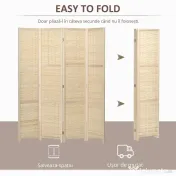 HOMCOM Separator de Cameră din Lemn și Bambus, Paravan Pliabil, Design Modern pentru Acasă și Birou | Aosom Romania