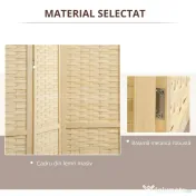 HOMCOM Separator de Cameră din Lemn și Bambus, Paravan Pliabil, Design Modern pentru Acasă și Birou | Aosom Romania