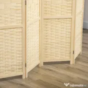 HOMCOM Separator de Cameră din Lemn și Bambus, Paravan Pliabil, Design Modern pentru Acasă și Birou | Aosom Romania