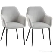 HOMCOM Set de 2 scaune de sufragerie, decorative din material textil din catifea, gri deschis 