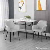 HOMCOM Set de 2 scaune de sufragerie, decorative din material textil din catifea, gri deschis 