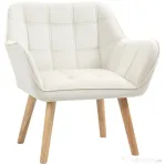 HOMCOM Fotoliu de design scandinav din lemn si catifea de culoare crem, pentru sufragerie sau birou, 67x61,5x71cm