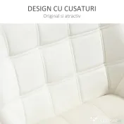 HOMCOM Fotoliu de design scandinav din lemn si catifea de culoare crem, pentru sufragerie sau birou, 67x61,5x71cm 