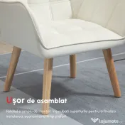 HOMCOM Fotoliu de design scandinav din lemn si catifea de culoare crem, pentru sufragerie sau birou, 67x61,5x71cm 
