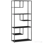 HOMCOM Biblioteca cu 7 nivele din PAL si otel pentru sufragerie, dormitor si birou, 83x34x180 cm, negru