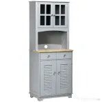 HOMCOM Bufet pentru bucatarie, Mobilier din lemn, dulap de bucatarie in stil clasic, Gri, 68x39.5x170cm | Aosom Romania
