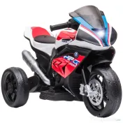 HOMCOM Motocicleta electrica pentru copii BMW HP4 cu licenta cu 3 roti 6V Motocicleta alimentata cu baterii cu muzica pentru fete baieti 18 - 60 luni, rosu 