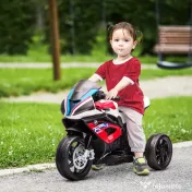 HOMCOM Motocicleta electrica pentru copii BMW HP4 cu licenta cu 3 roti 6V Motocicleta alimentata cu baterii cu muzica pentru fete baieti 18 - 60 luni, rosu 
