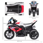 HOMCOM Motocicleta electrica pentru copii BMW HP4 cu licenta cu 3 roti 6V Motocicleta alimentata cu baterii cu muzica pentru fete baieti 18 - 60 luni, rosu 