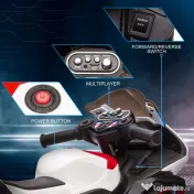 HOMCOM Motocicleta electrica pentru copii BMW HP4 cu licenta cu 3 roti 6V Motocicleta alimentata cu baterii cu muzica pentru fete baieti 18 - 60 luni, rosu 