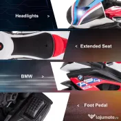 HOMCOM Motocicleta electrica pentru copii BMW HP4 cu licenta cu 3 roti 6V Motocicleta alimentata cu baterii cu muzica pentru fete baieti 18 - 60 luni, rosu 