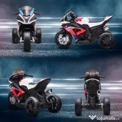 HOMCOM Motocicleta electrica pentru copii BMW HP4 cu licenta cu 3 roti 6V Motocicleta alimentata cu baterii cu muzica pentru fete baieti 18 - 60 luni, rosu 