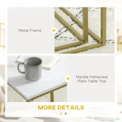 HOMCOM Set de 2 mese patrate, set de mese de cafea stivuite cu cadru din otel, masa de cafea moderna pentru camera de zi, camera de pat, alb 