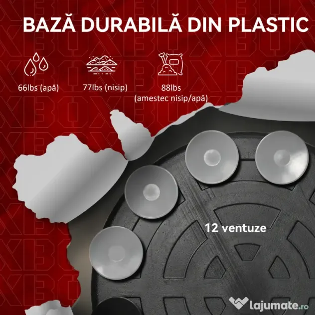 SPORTNOW Sac de box de podea cu bară rotativă, speedball, din oțel, HDPE și PU, 80.5x48x163-205 cm | Aosom Romania