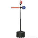 SPORTNOW Sac de Box pe Podea cu Bară Rotativă, Speedball și Țintă, din Oțel, HDPE și PU, 80.5x48x163-205 cm