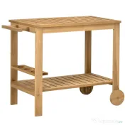 Outsunny Cărucior de Servire pentru Grădină din Lemn de Brad, Cărucior cu Rafturi și Suport pentru Sticle, 95x47x74 cm, Natural