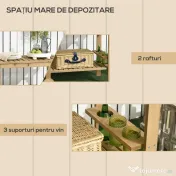 Outsunny Cărucior de Servire pentru Grădină din Lemn de Brad, Cărucior cu Rafturi și Suport pentru Sticle, 95x47x74 cm, Natural