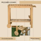 Outsunny Cărucior de Servire pentru Grădină din Lemn de Brad, Cărucior cu Rafturi și Suport pentru Sticle, 95x47x74 cm, Natural