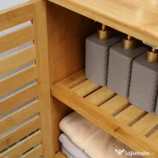 kleankin Dulap de baie cu doua usi si 2 rafturi de depozitare, din bambus, natural 