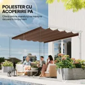 Outsunny Acoperiș pentru pergolă gazebo cu 10 orificii de drenaj, din poliester, 250x255 cm, pentru pergolă 3x3 m, culoare cafea 