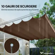 Outsunny Acoperiș pentru pergolă gazebo cu 10 orificii de drenaj, din poliester, 250x255 cm, pentru pergolă 3x3 m, culoare cafea 