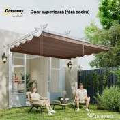 Outsunny Acoperiș pentru pergolă gazebo cu 10 orificii de drenaj, din poliester, 250x255 cm, pentru pergolă 3x3 m, culoare cafea 
