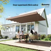 Outsunny Acoperiș pentru pergolă gazebo cu 10 orificii de drenaj, din poliester, 250x255 cm, pentru pergolă 3x3 m, culoare cafea 