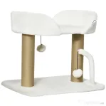 PawHut Turn pentru Pisici max 5kg din PAL cu Stâlp de Zgâriat și Bile de Joacă, 48x38x42 cm, Galben și Alb